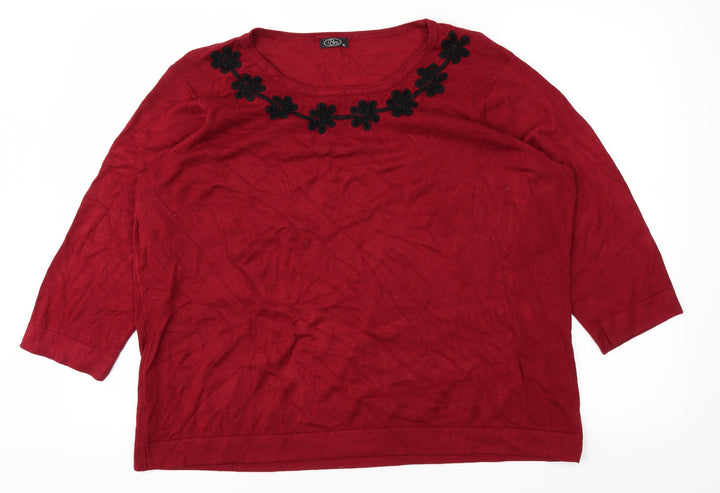 BM Womens Red  Knit Pullover Jumper Size XL