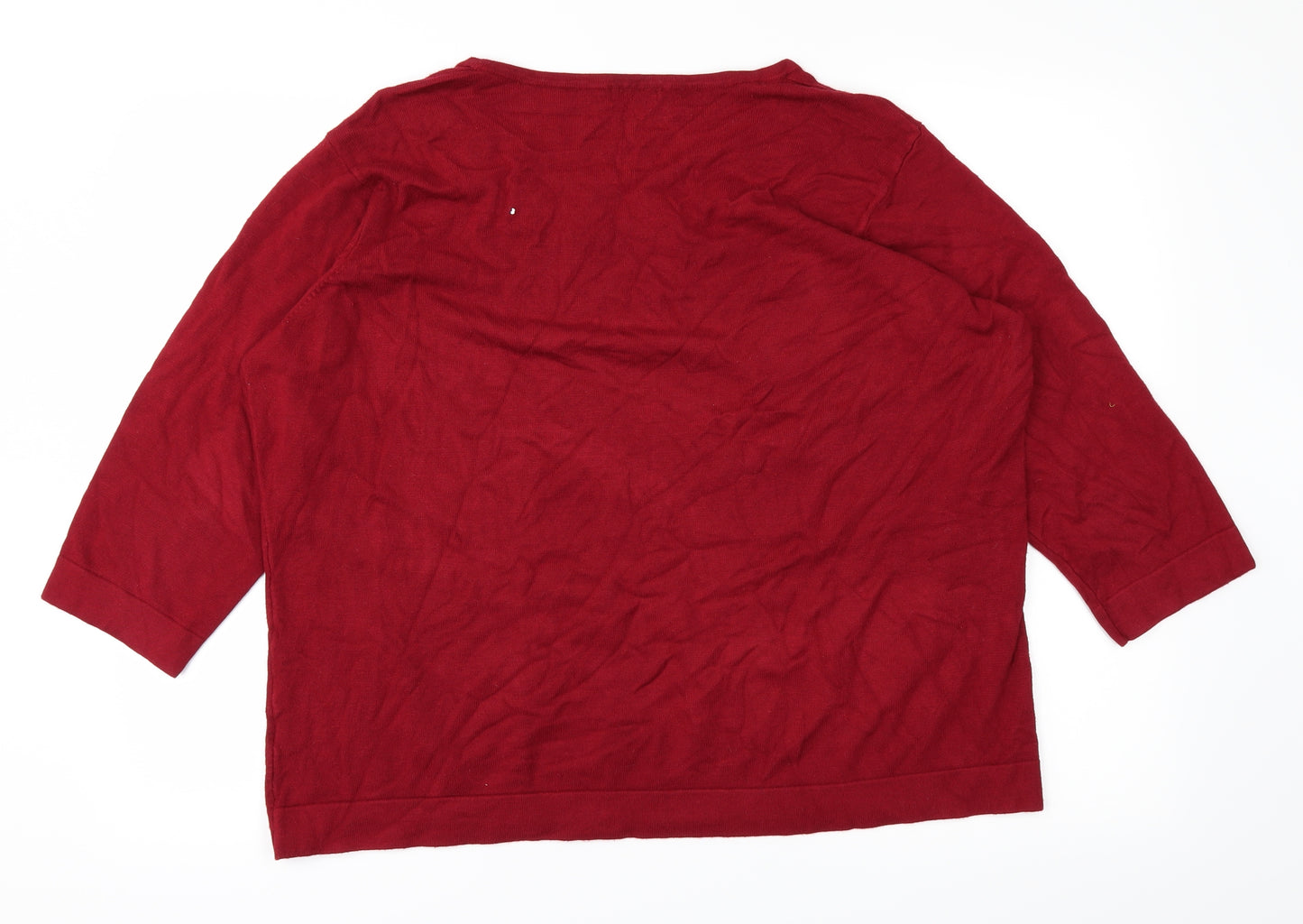 BM Womens Red  Knit Pullover Jumper Size XL