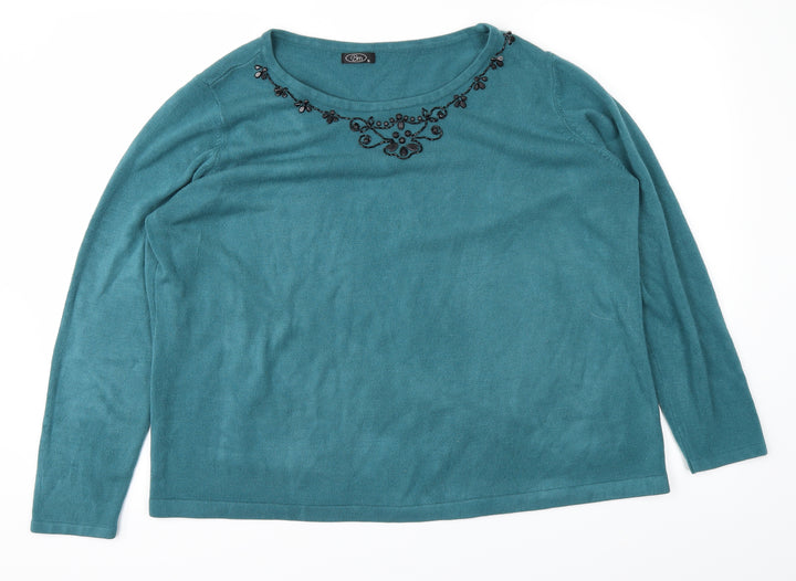 BM Womens Blue Knit Pullover Jumper Size XL