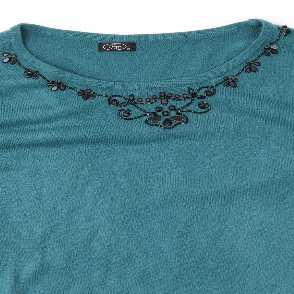 BM Womens Blue  Knit Pullover Jumper Size XL