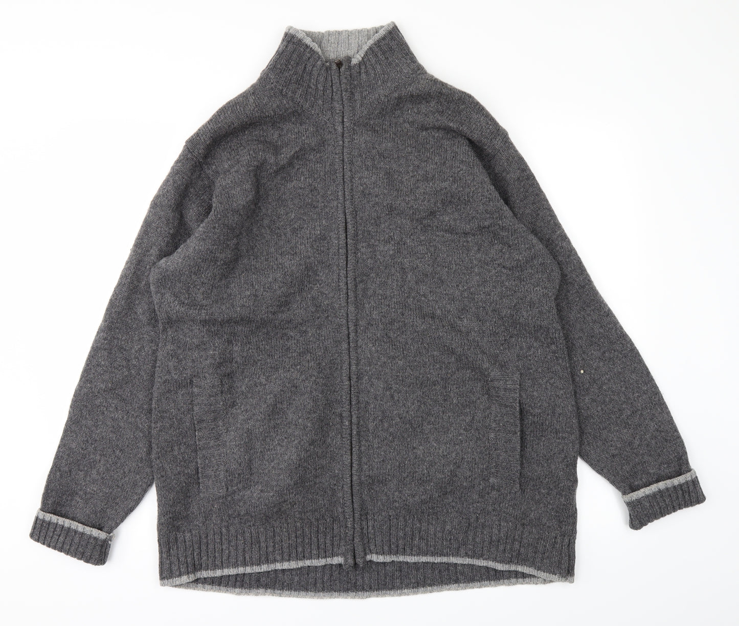 P.g.field Mens Grey  Knit Full Zip Jumper Size L