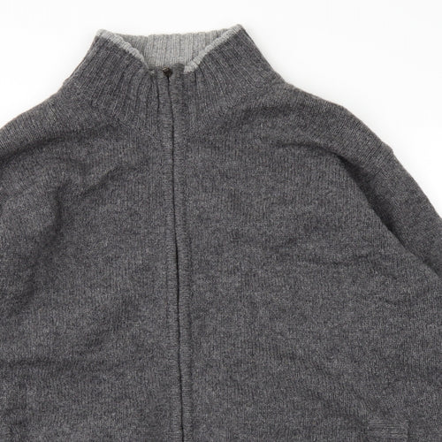 P.g.field Mens Grey  Knit Full Zip Jumper Size L