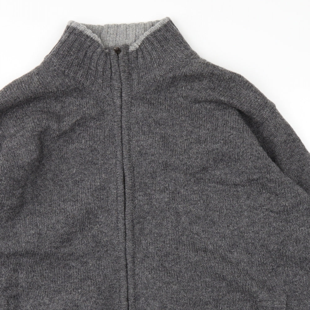 P.g.field Mens Grey  Knit Full Zip Jumper Size L