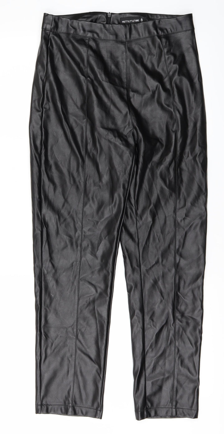 PRETTYLITTLETHING Womens Black   Trousers  Size 8 L25 in