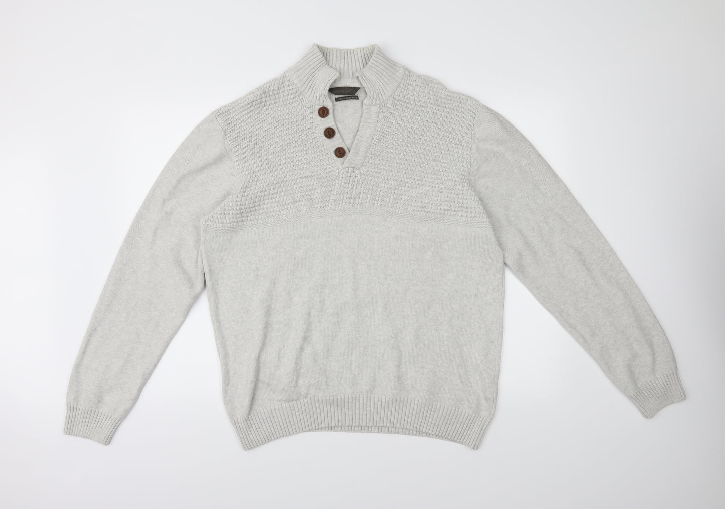 Cedar Wood State Mens Grey   Henley Jumper Size XL