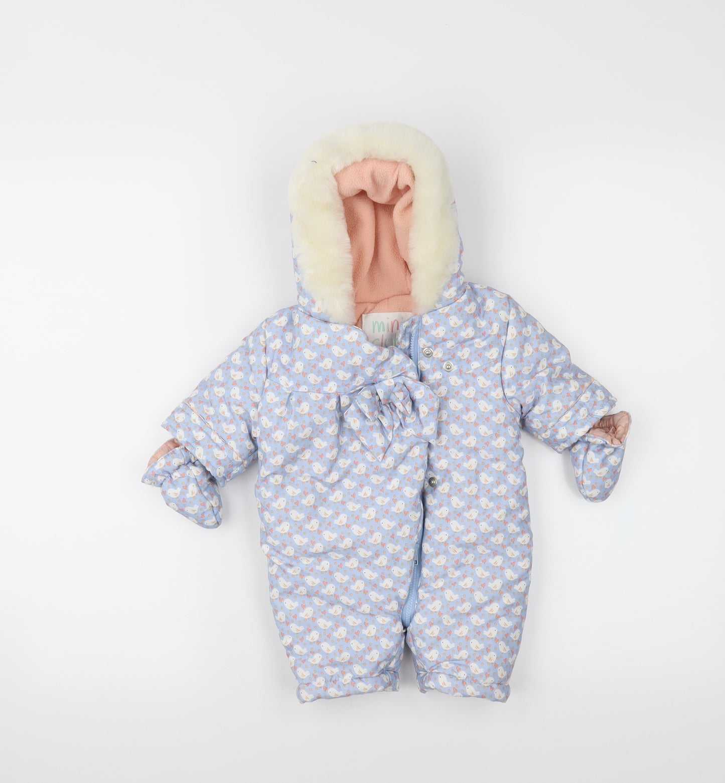 Mini Club Girls Blue Animal Print  Babygrow One-Piece Size Newborn