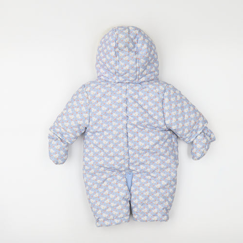 Mini Club Girls Blue Animal Print  Babygrow One-Piece Size Newborn