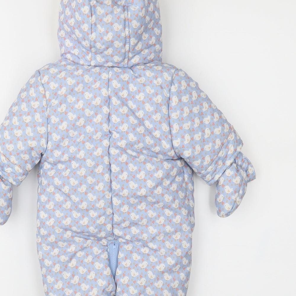 Mini Club Girls Blue Animal Print  Babygrow One-Piece Size Newborn