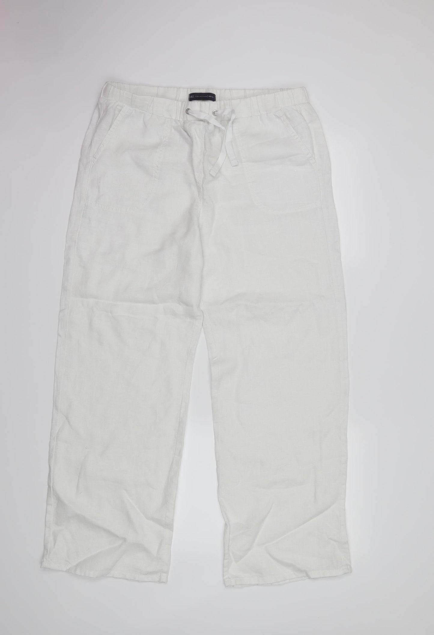 M&S Womens White   Trousers  Size 14 L27 in