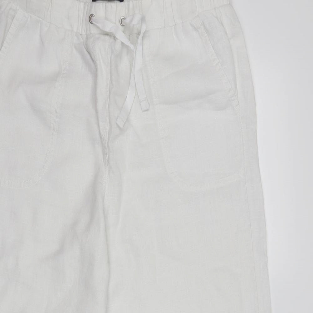 M&S Womens White   Trousers  Size 14 L27 in