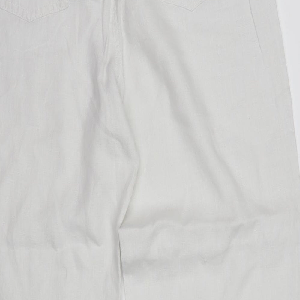 M&S Womens White   Trousers  Size 14 L27 in