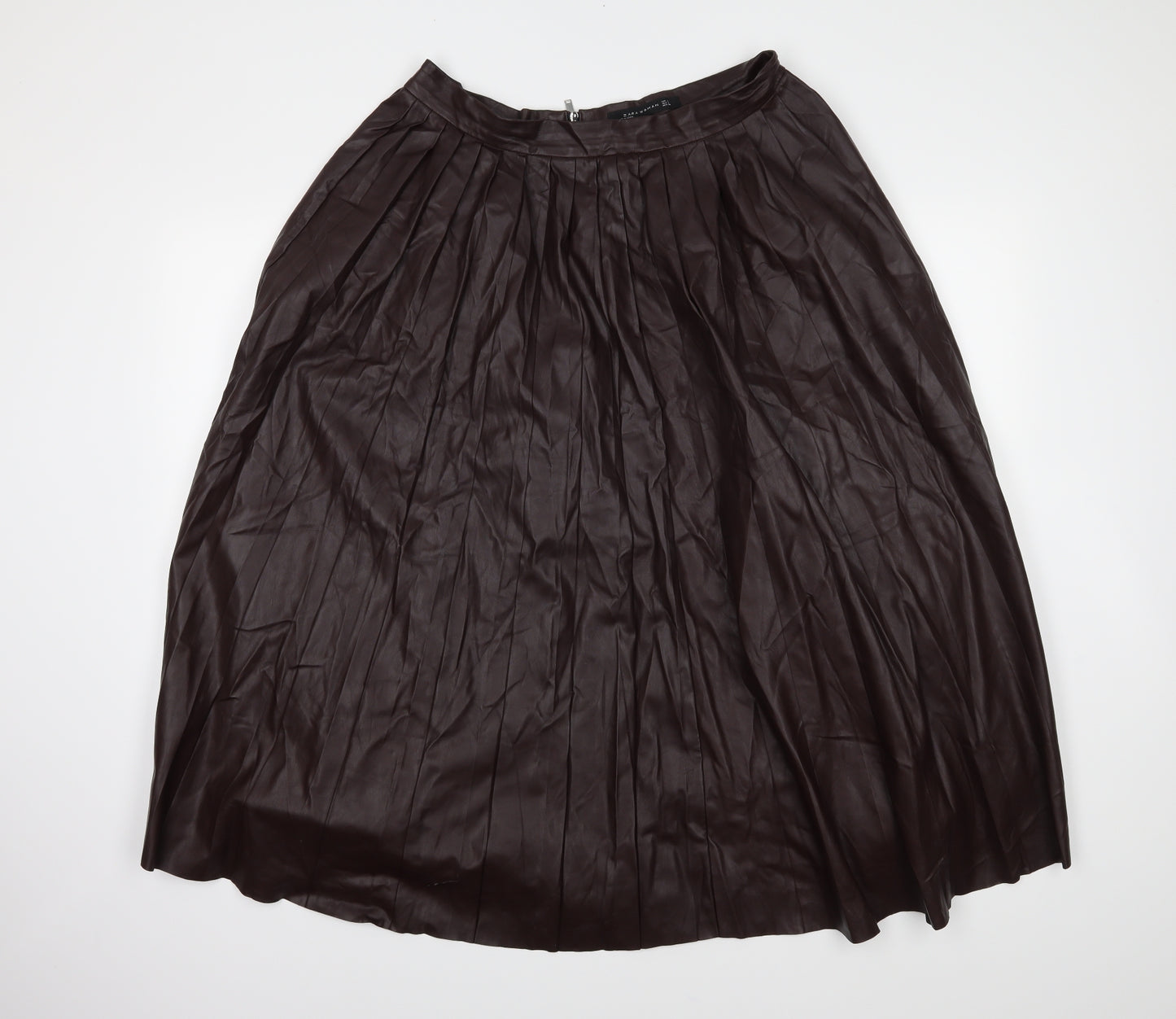 Zara Womens Brown   Pleated Skirt Size L