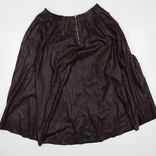 Zara Womens Brown   Pleated Skirt Size L