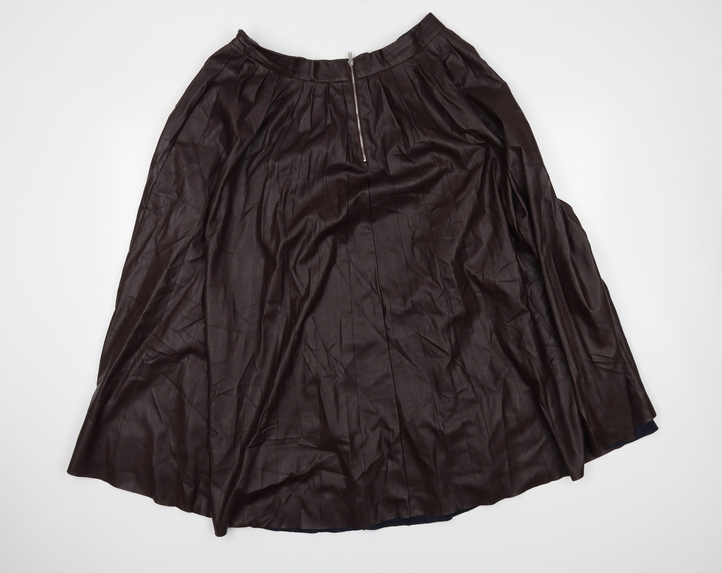 Zara Womens Brown   Pleated Skirt Size L
