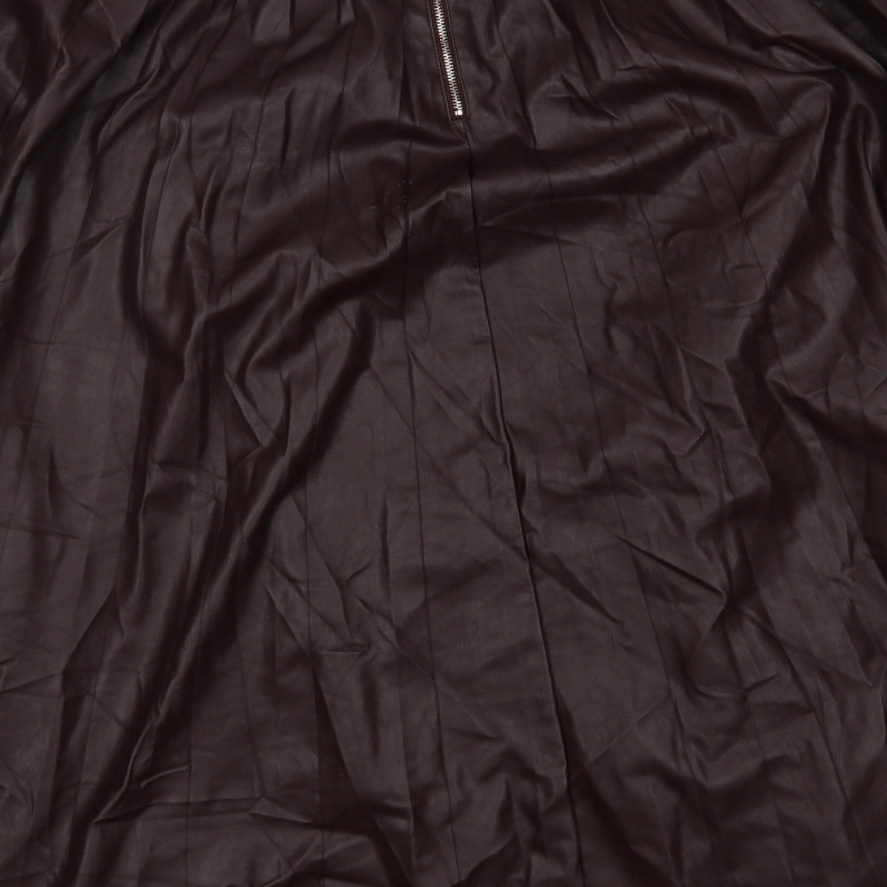 Zara Womens Brown   Pleated Skirt Size L