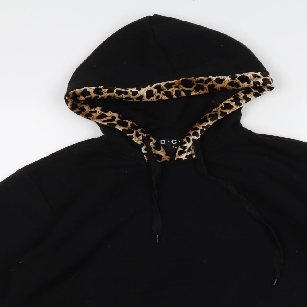 DCZ Womens Black Animal Print  Pullover Hoodie Size XL