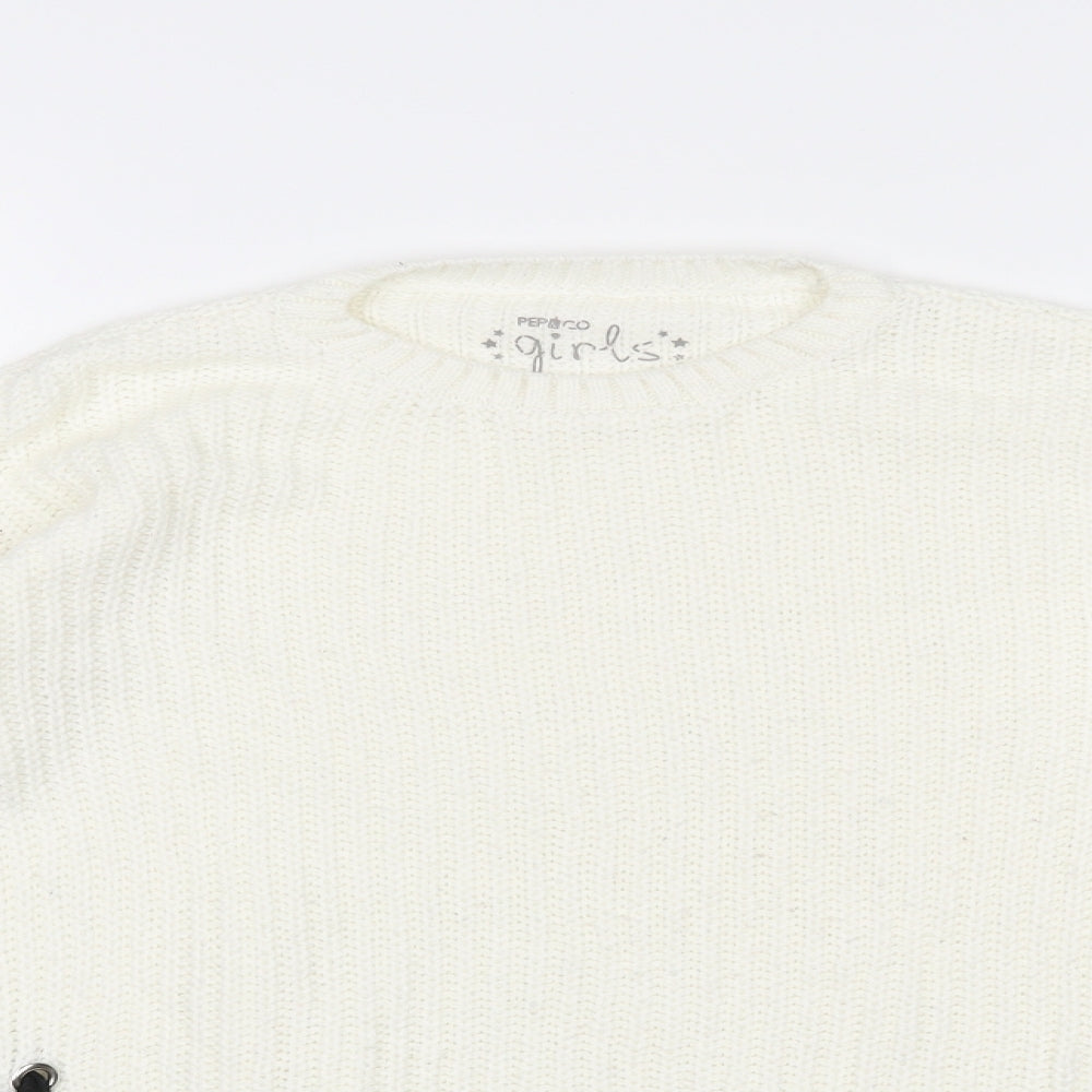 PEP & CO Girls White   Pullover Jumper Size 10-11 Years