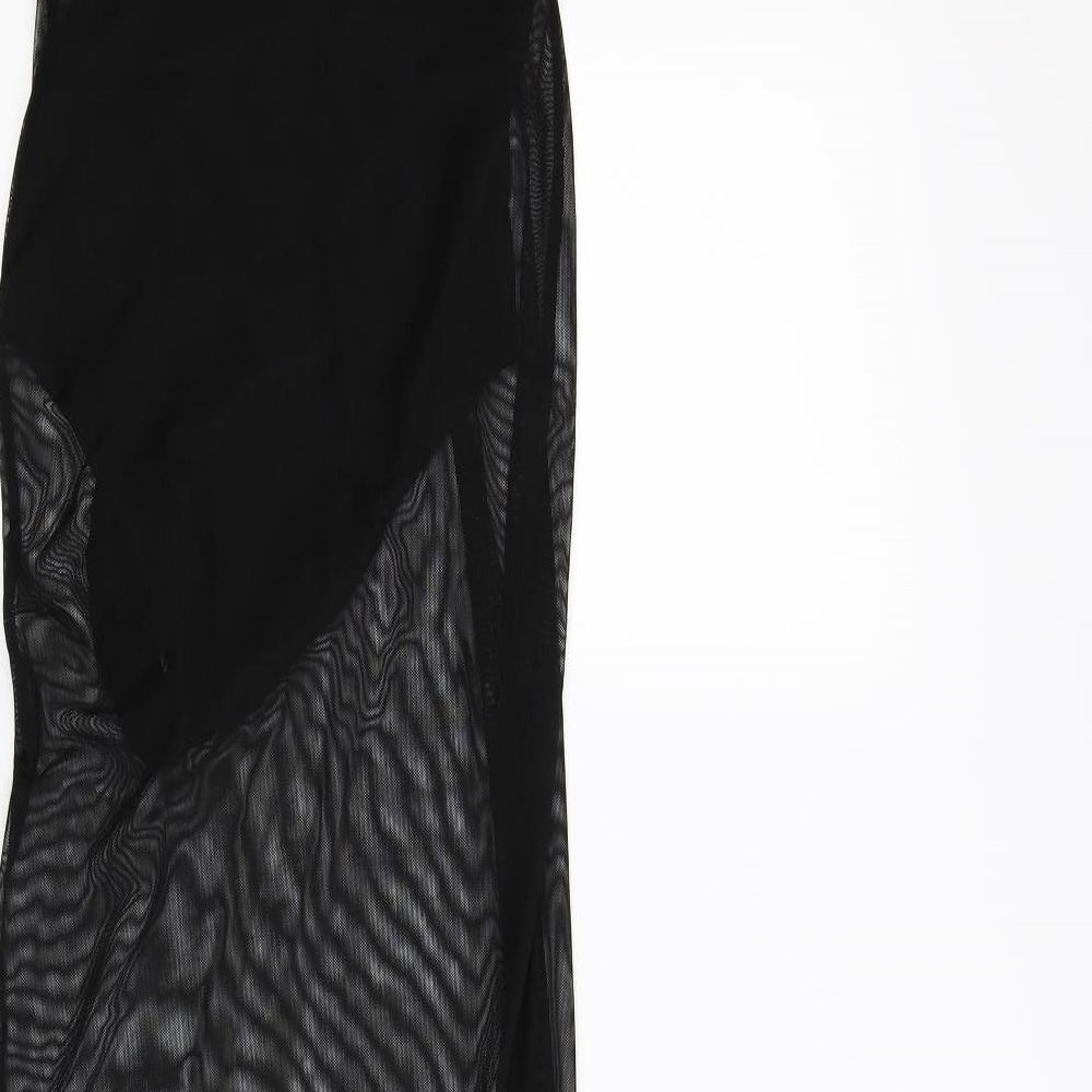 Pretty little thing Womens Black  Chiffon Bodysuit One-Piece Size 6