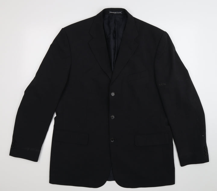 greenwoods Mens Black Jacket Suit Jacket Size 42