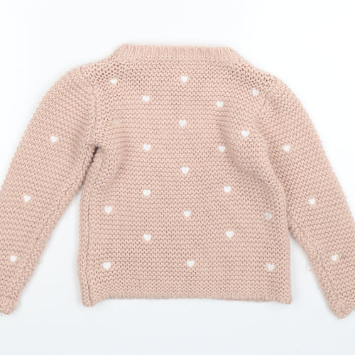 Young Dimension Girls Pink  Knit Pullover Jumper Size 5-6 Years  - hearts
