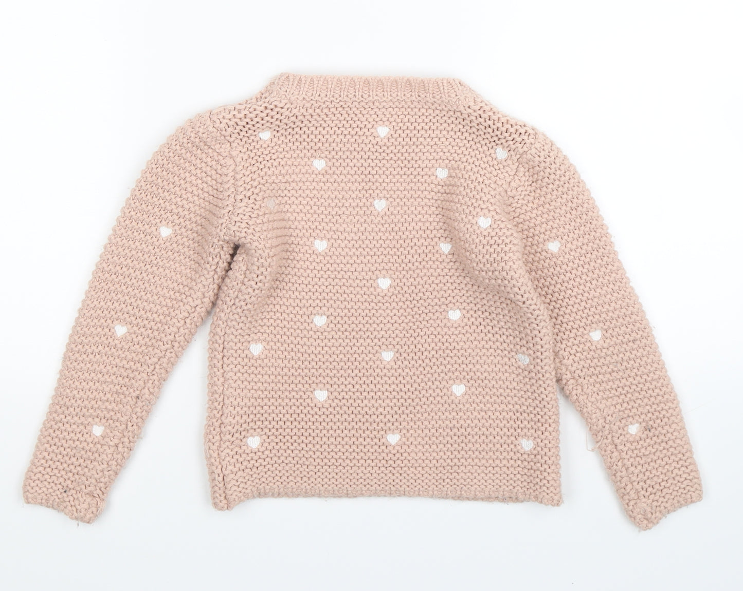 Young Dimension Girls Pink  Knit Pullover Jumper Size 5-6 Years  - hearts