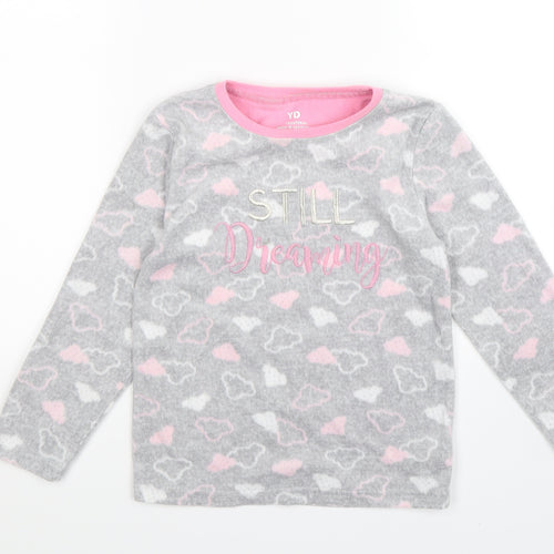 Young Dimension Girls Grey Geometric Fleece Top Pyjama Top Size 7-8 Years  - still dreaming