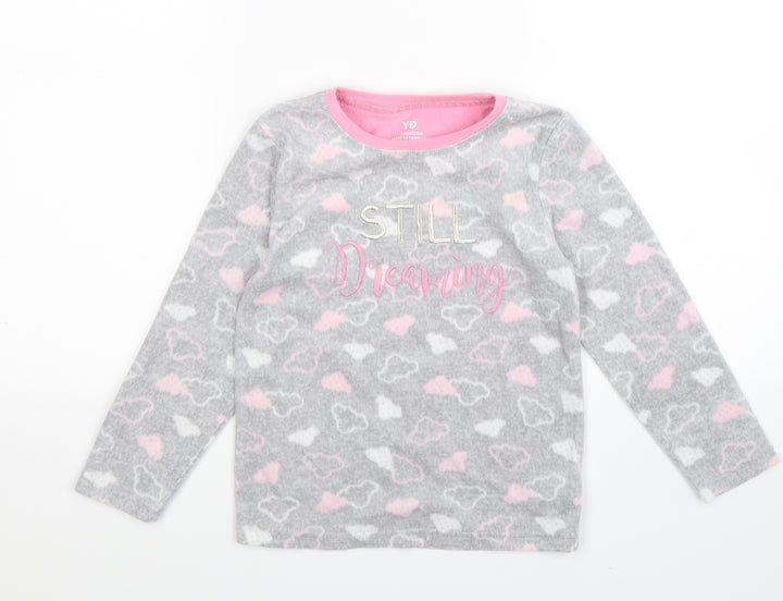 Young Dimension Girls Grey Geometric Fleece Top Pyjama Top Size 7-8 Years - still dreaming