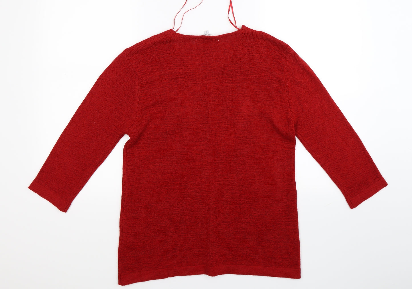 Annabelle Womens Red Floral Knit Pullover Jumper Size M