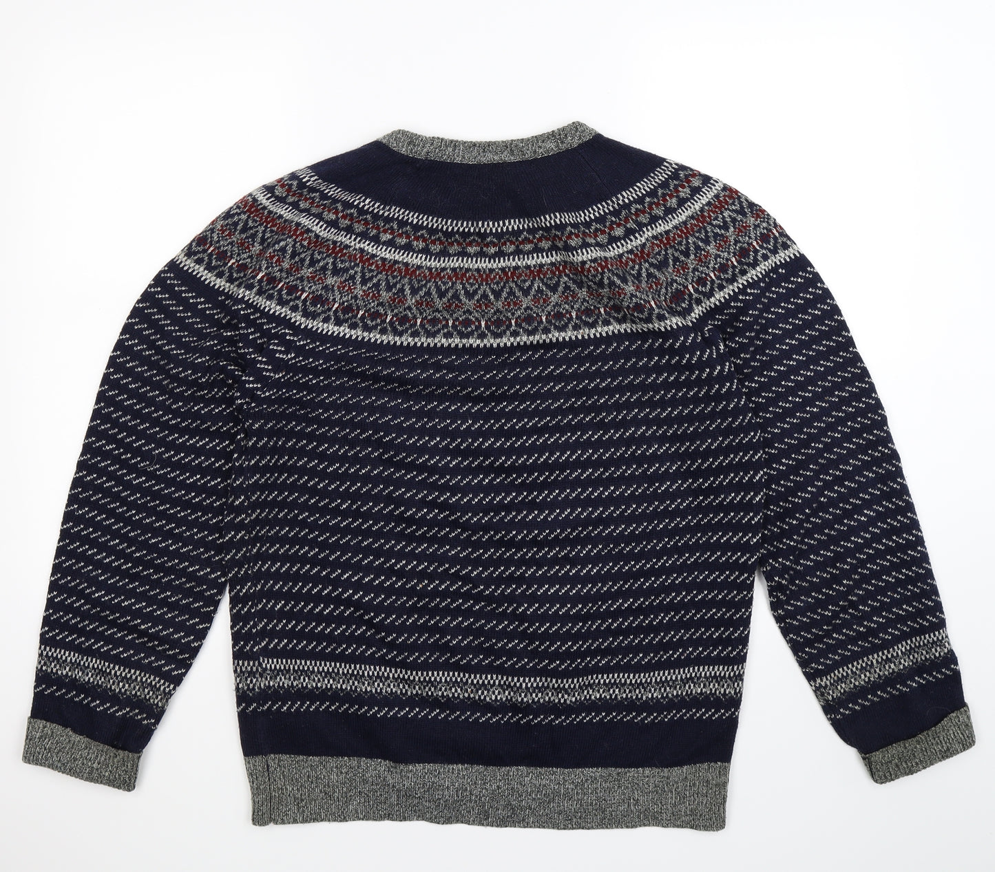 FGEORGE Mens Blue Animal Print Knit Pullover Jumper Size S