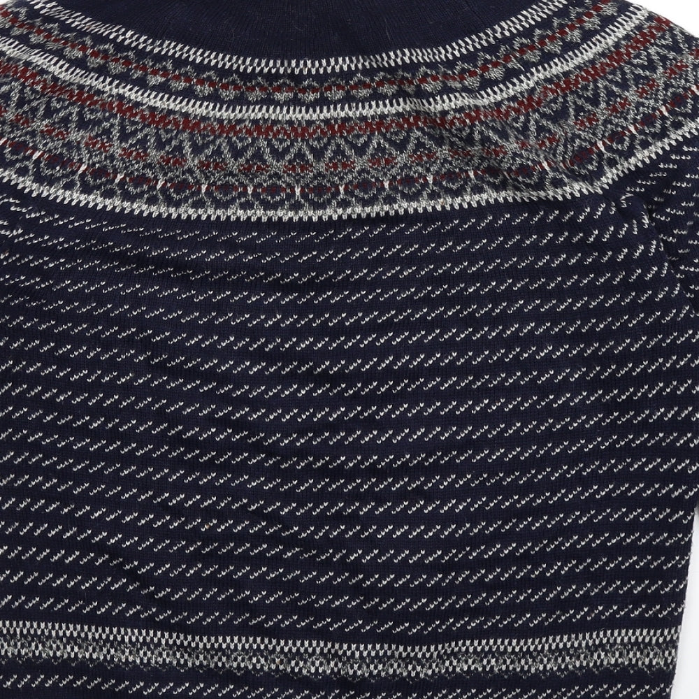 FGEORGE Mens Blue Animal Print Knit Pullover Jumper Size S