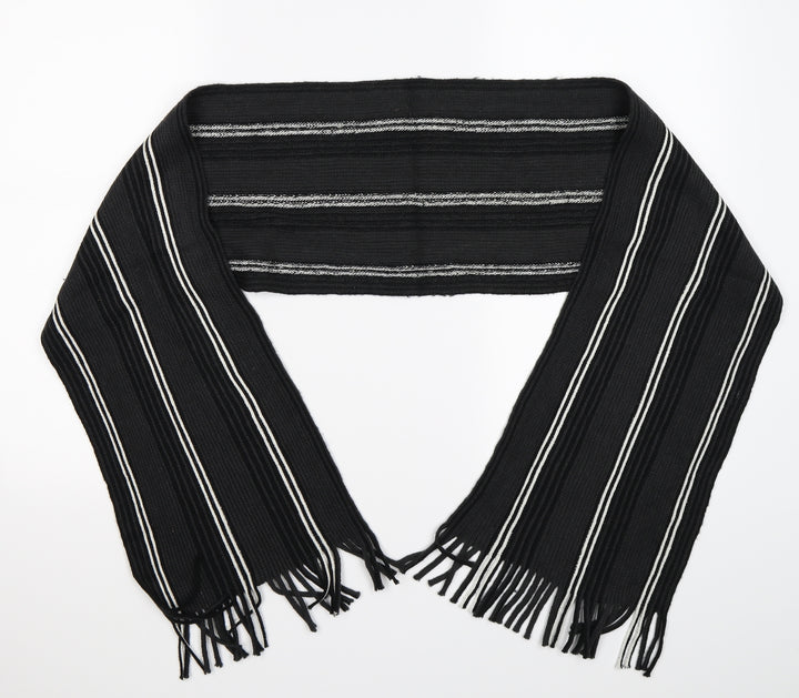 Avenue Mens Grey Striped Knit Scarf One Size