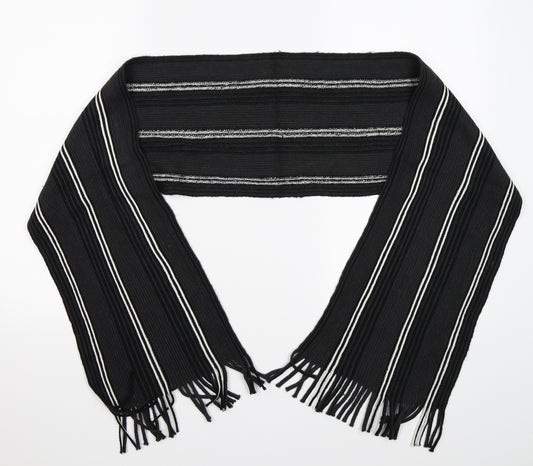 Front view of Avenue men’s grey striped knit scarf one size