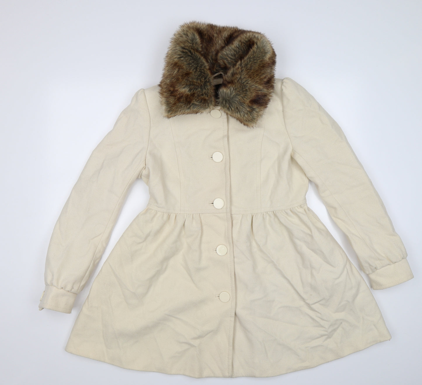 H&M Womens Ivory  Fleece Pea Coat Coat Size 12