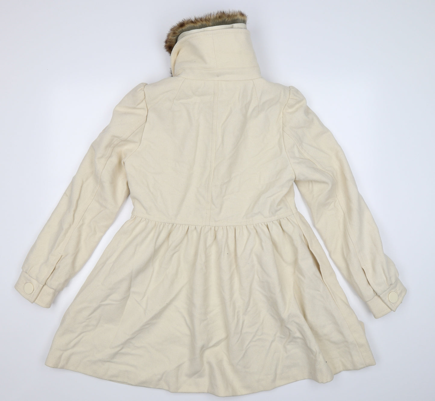 H&M Womens Ivory  Fleece Pea Coat Coat Size 12