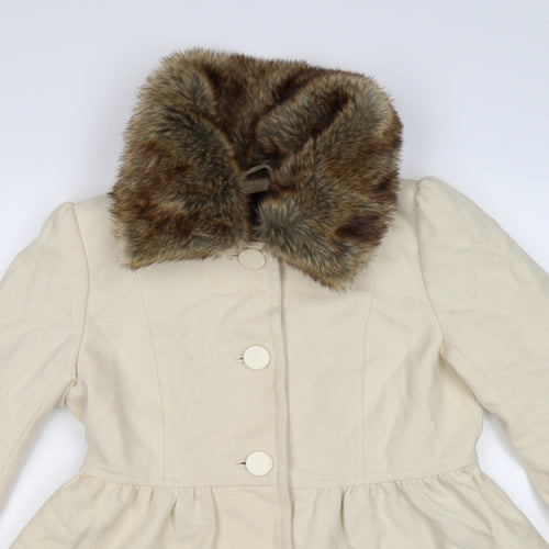 H&M Womens Ivory  Fleece Pea Coat Coat Size 12