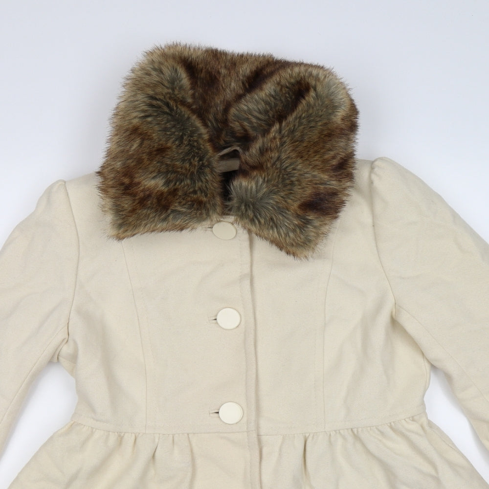 H&M Womens Ivory  Fleece Pea Coat Coat Size 12