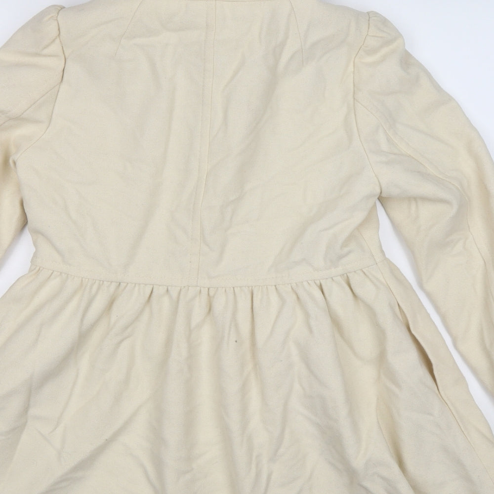 H&M Womens Ivory  Fleece Pea Coat Coat Size 12