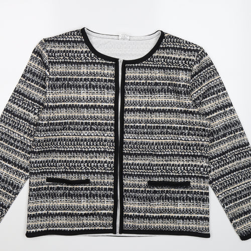 La Maison Womens Black Striped Knit Cardigan Jumper Size 14