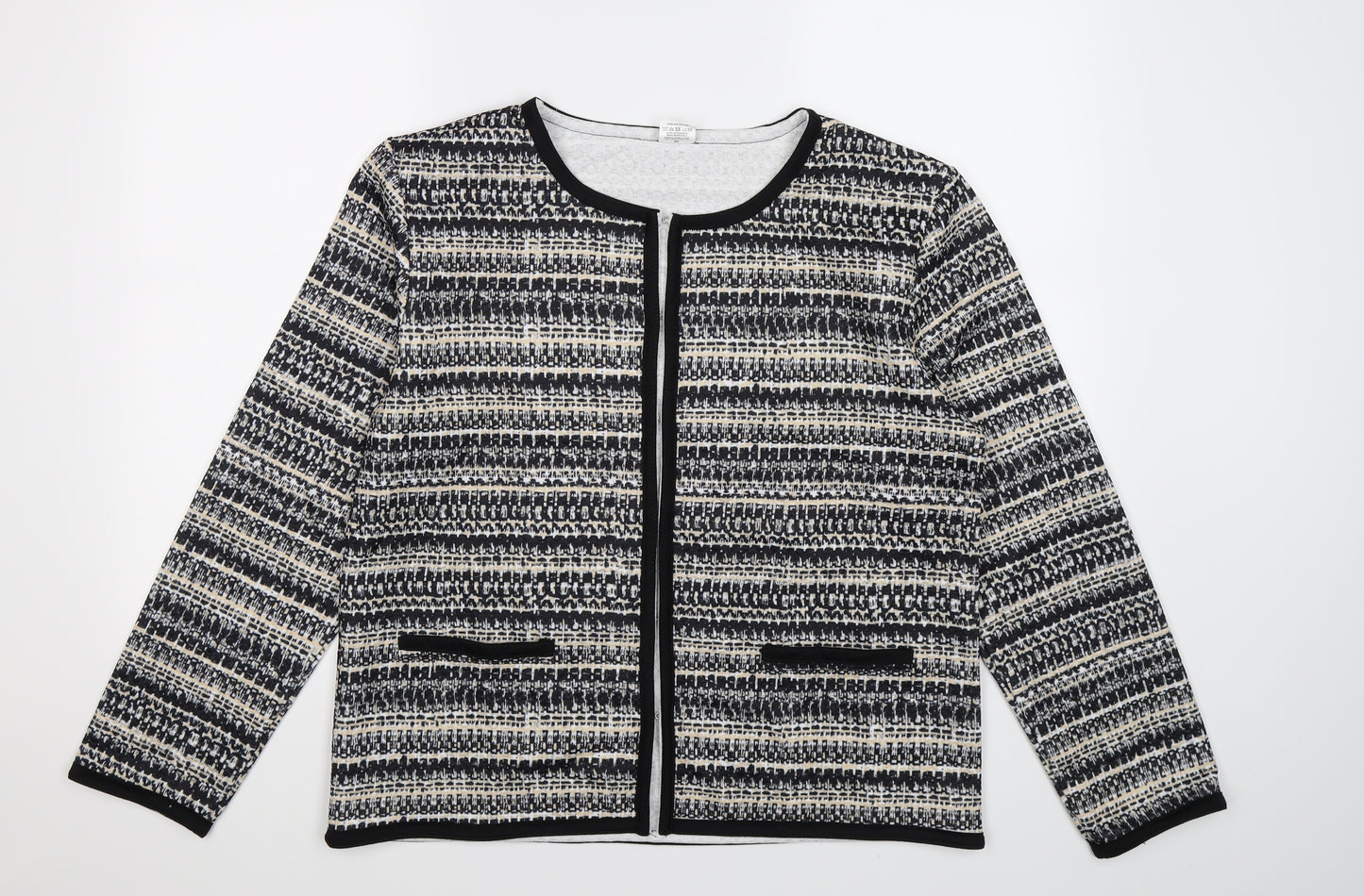 La Maison Womens Black Striped Knit Cardigan Jumper Size 14