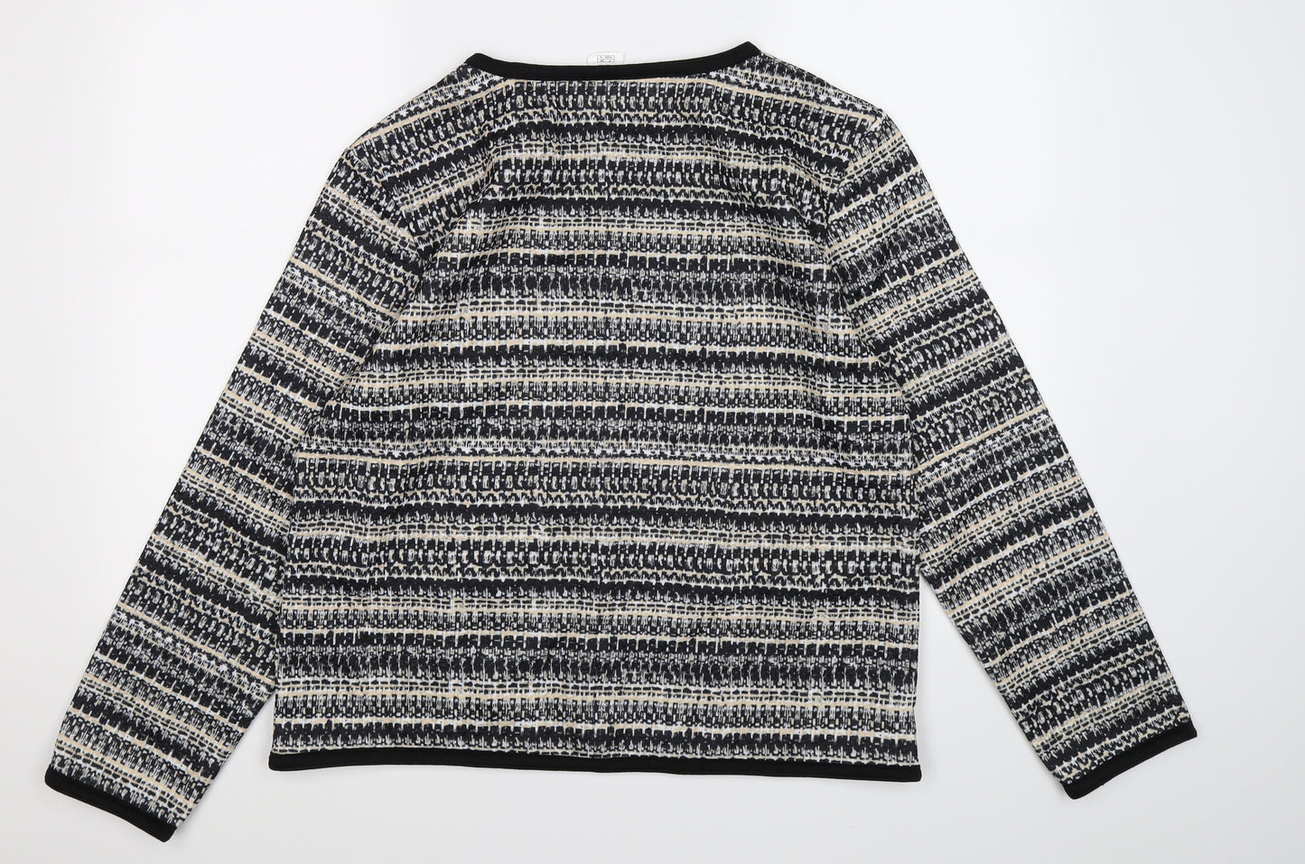 La Maison Womens Black Striped Knit Cardigan Jumper Size 14
