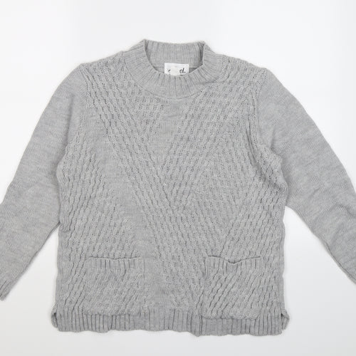 afibel Womens Grey  Knit Pullover Jumper Size 14