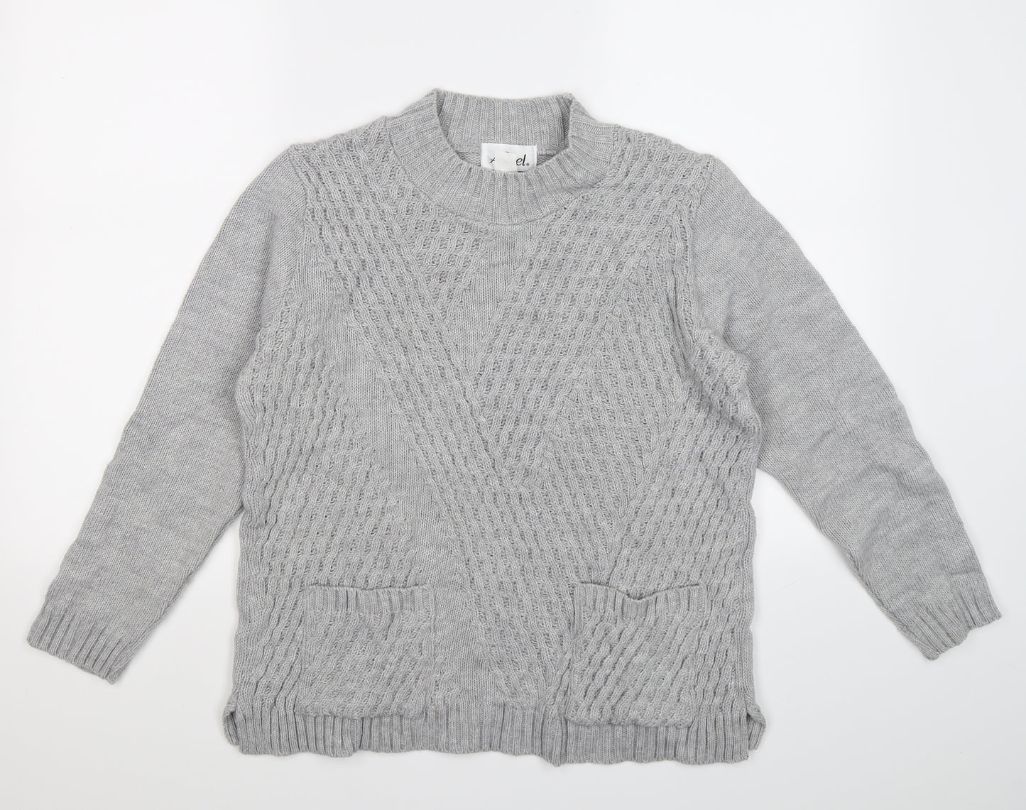 afibel Womens Grey  Knit Pullover Jumper Size 14