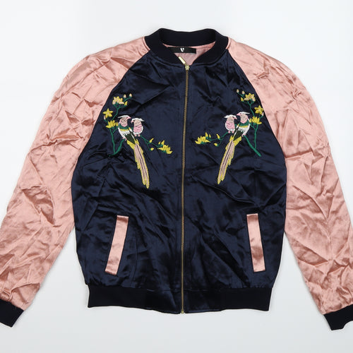 Very Womens Pink Animal Print Satin Jacket  Size 8  - birds