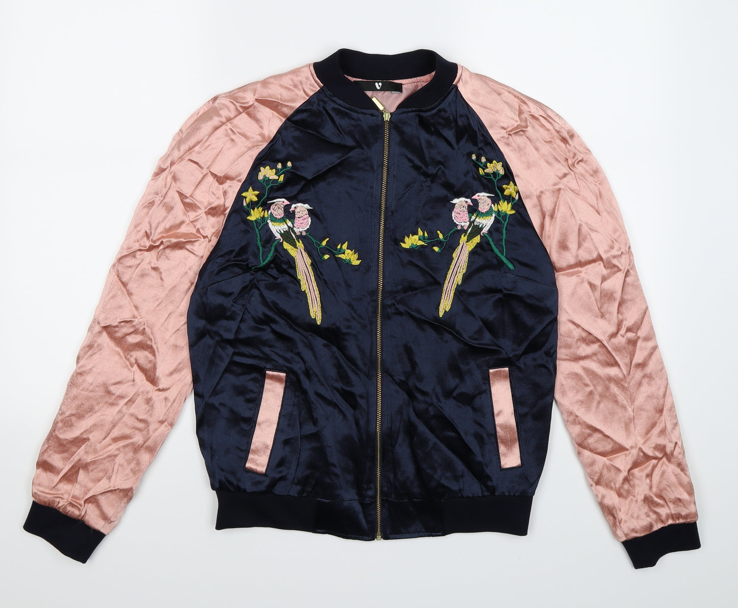 Very Womens Pink Animal Print Satin Jacket  Size 8  - birds