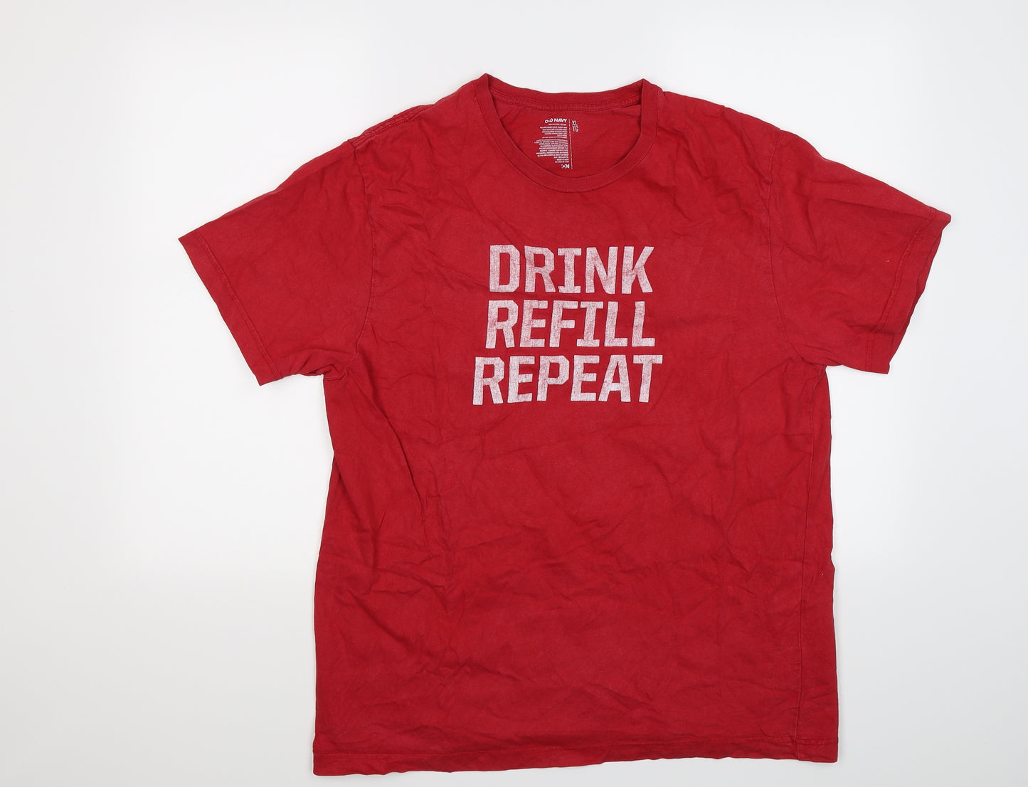 Old Navy Mens Red    T-Shirt Size XL  - DRINK REFILL REPEAT