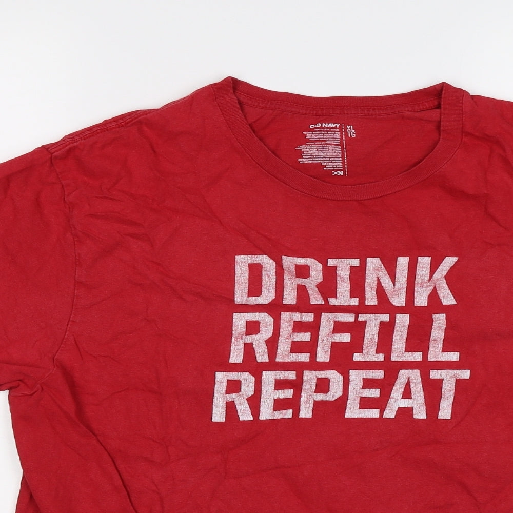 Old Navy Mens Red    T-Shirt Size XL  - DRINK REFILL REPEAT