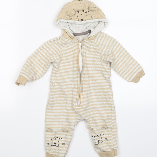 George Baby Beige Striped  Romper One-Piece Size 6-9 Months  - BEAR