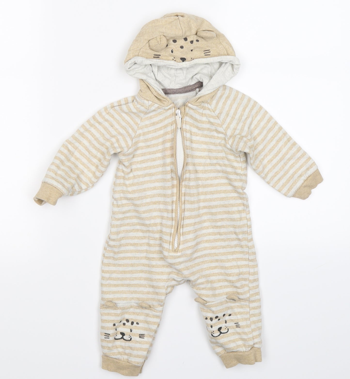 George Baby Beige Striped  Romper One-Piece Size 6-9 Months  - BEAR