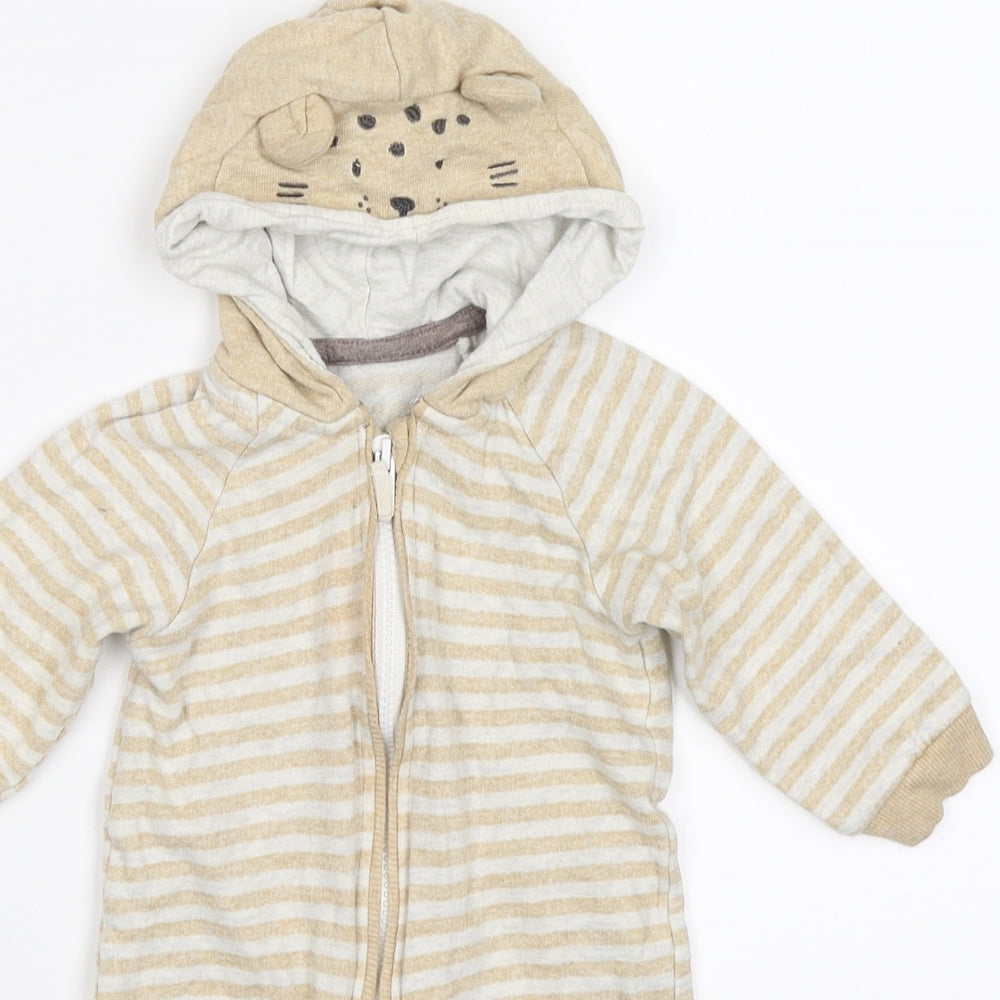 George Baby Beige Striped  Romper One-Piece Size 6-9 Months  - BEAR