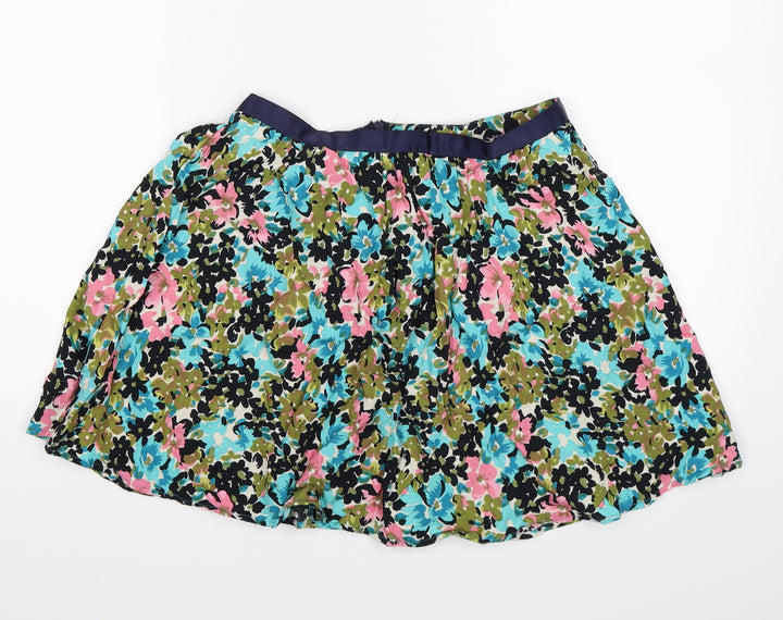 Topshop Womens Blue Floral  Flare Skirt Size 12